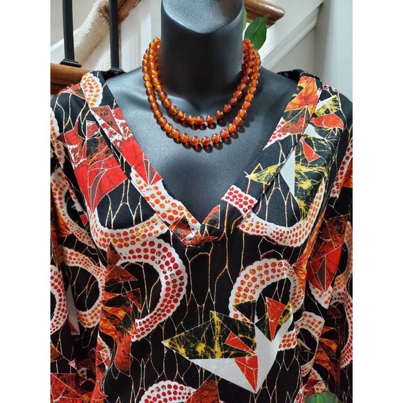 Mackenzie & James Women Multicolor V-Neck Half Sleeve Long Maxi Dress Size 2X - Picture 2 of 12